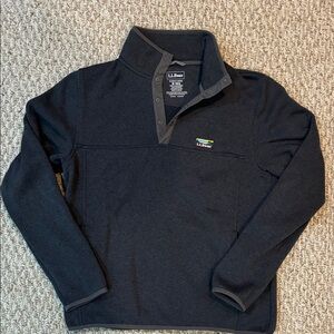L.L. Bean Medium Charcoal Pullover Button Up Fleece